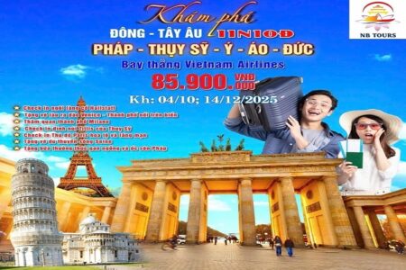 Tuyến Châu Âu hút khách nhất 2025: Pháp – Thụy Sỹ – Ý – Áo – Đức